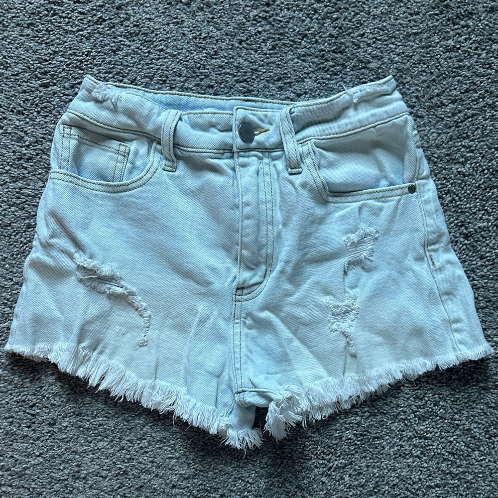 Tinseltown Light Blue Distressed Jean Shorts
